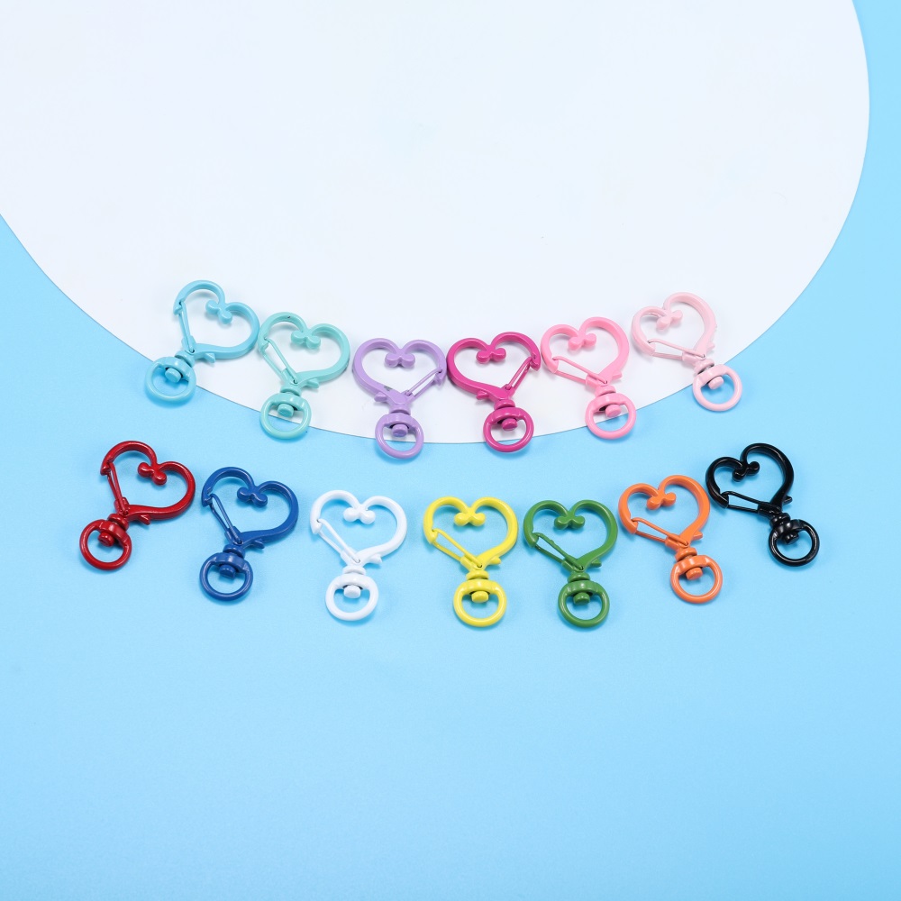 St.kunkka 5Pcs 34mmสีลูกกวาดรูปหัวใจตะขอก้ามปูตะขอสปริงตะขอสำคัญ เครื่องประดับ DIY สร้อยคอและสร้อยข้อมือ — صورة 2