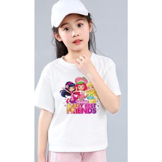 เสื้อยืดลําลอง ลายการ์ตูน Strawberry Shortcake Berry Bitty Adventures น่ารัก แฟชั่นฤดูร้อน สําหรับเด็กผู้หญิง