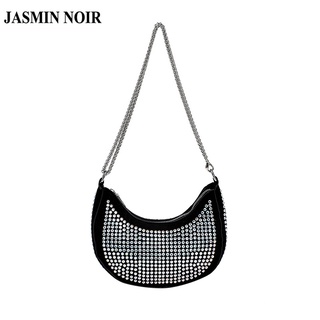 Jasmin NOIR กระเป๋าสะพายไหล่ กระเป๋าถือ สะพายข้าง ประดับเพชร แต่งสายโซ่ สําหรับผู้หญิง