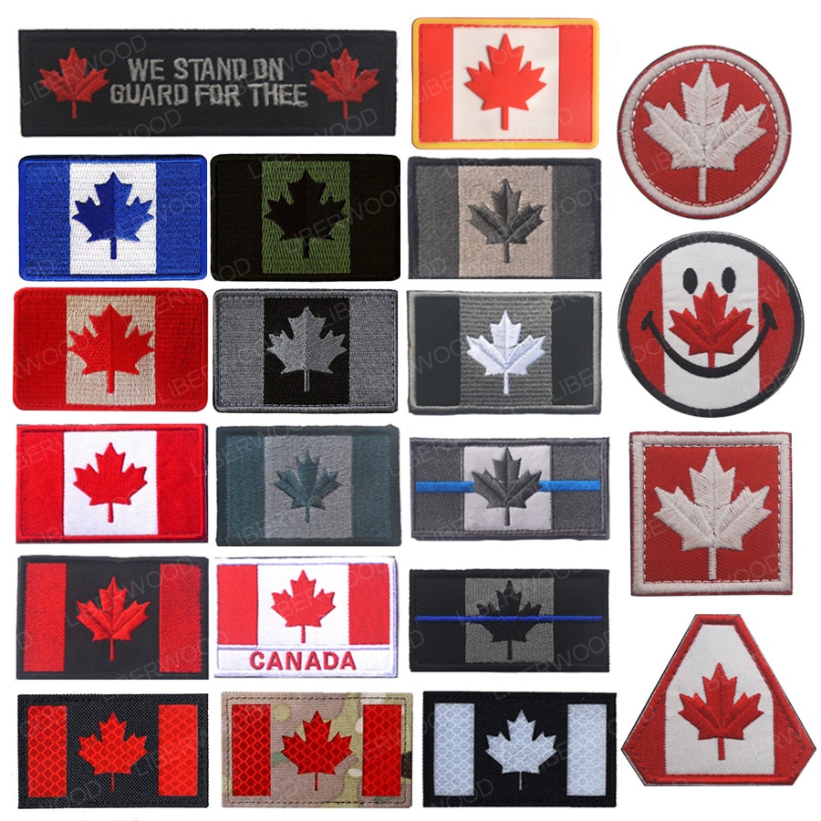 ธงแคนาดาเย็บปักถักร้อยแพทช์แคนาดา Maple Leaf ยุทธวิธี Badge Canada Quebec Decal Armband