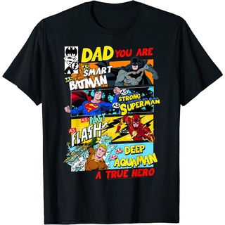 เสื้อยืดโอเวอร์ไซส์เสื้อยืด พิมพ์ลายการ์ตูน Justice League Dad Attributes สําหรับผู้ใหญ่S-3XL