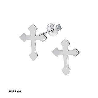 SILVER THAI        925 sterling silver cross stud earring.ไม้กางเขน