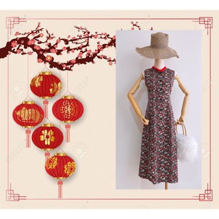 🧧 New Dress CNY 2021 collection 🧧  เดรสลายดอกเล็กแขนกุด งานป้าย viv