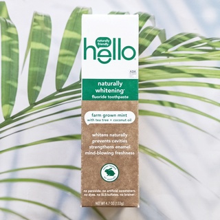 ยาสีฟัน Naturally Whitening Fluoride Toothpaste Farm Grown Mint 133 g (Hello®)