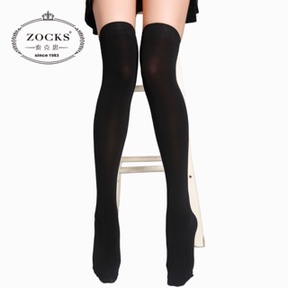 ถุงเท้าสีพื้นยาวเหนือเข่า เนื้อถุงน่อง แบรนด์ ZOCKS NO.4100