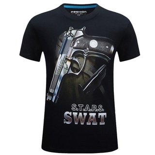 เสื้อยืดครอปYuanl5 {พร้อมส่ง เสื้อยืดผ้าฝ้าย 100% พิมพ์ลาย The Che St Stars Swat โอเวอร์ไซซ์ โอเวอร์ไซซ์ สีดํา ของขวัญคร