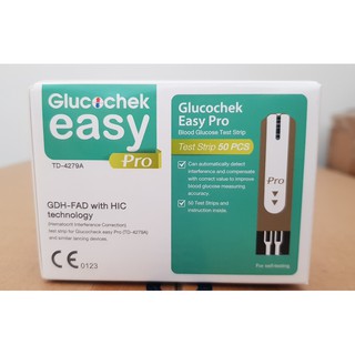 Glucochek Easy Pro แผ่นตรวจเบาหวาน / แผ่นตรวจน้ำตาล รุ่น TD-4279A กล่องละ 50ชิ้น (หมดอายุเดือน 03/2025)