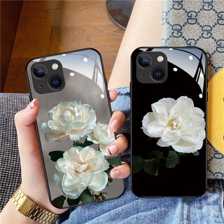 Dmy เคสโทรศัพท์มือถือกระจกนิรภัย ลายดอกไม้ หรูหรา สําหรับ iphone 13 pro MAX 11 pro 14 plus 12 mini X XR XS MAX 6S 6 plus 7 8