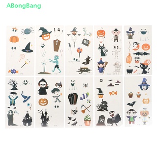 Abongbang 10 แผ่น ฮาโลวีน เรืองแสง รอยสัก ปลอม แม่มด เรืองแสง สติกเกอร์รอยสัก ดี