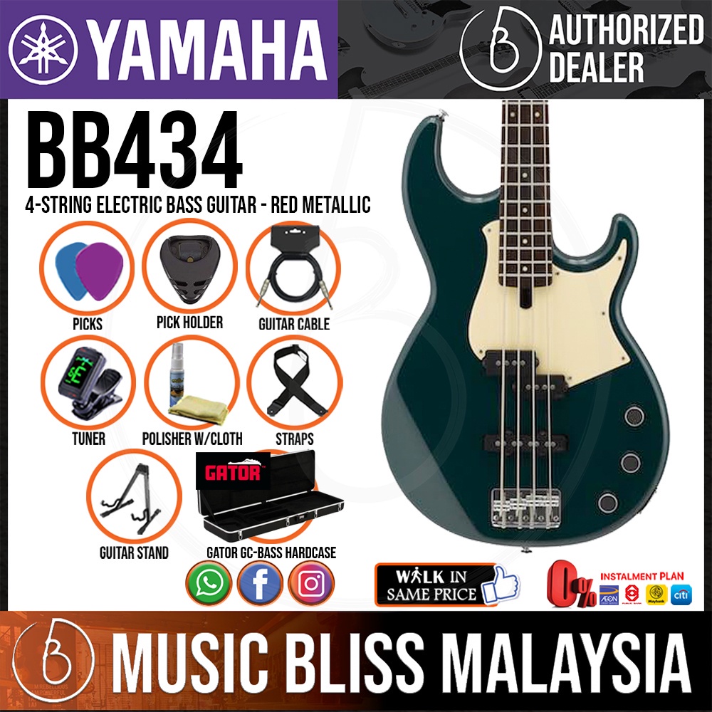 Yamaha BB434 4-string Electric Bass Guitar with Gator Guitar Hardcase ...