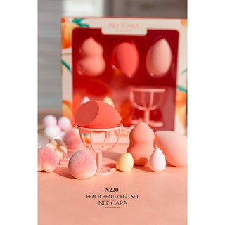 New Item สินค้าใหม่มาแล้วจ้า  PEACH BEAUTY EGG SET N220 พัฟแต่งหน้า เซต 5ชิ้น มาพร้อมกับที่ตั้งน่ารักคิ้วๆ เนื้อสัมผัสมี