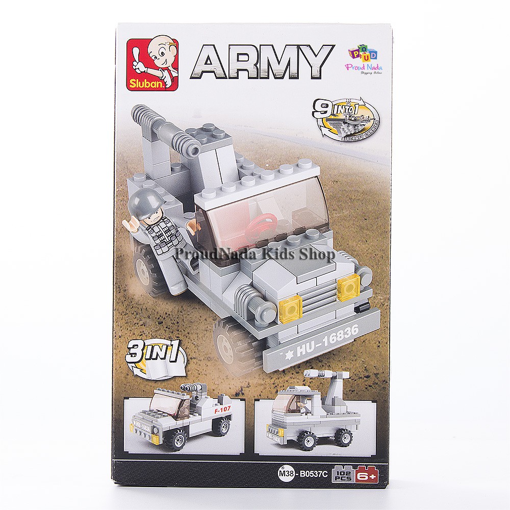 ProudNada Toys ของเล่นเด็กชุดตัวต่อทหาร Sluban ARMY 102 PCS B0537C