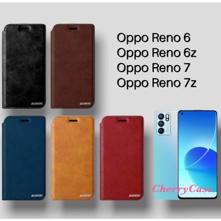 เคสหนังฝาพับ Oppo Reno 8z/7/7Z  Reno 6/6z/ 6 pro  เคส เรียบหรูมีช่องใส่นามบัตร