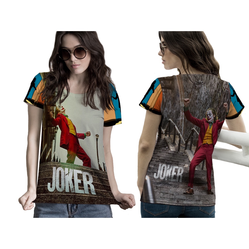 TiniShop - Womens 3D T-Shirt Design JOKER PUT ON A HAPPY FACE Full Print