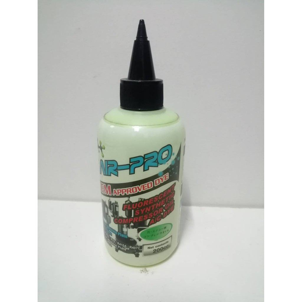 0000471 น้ำมัน คอมแอร์ ผสมสารเช็ครั่วเรืองแสง Air-Pro ใช้กับน้ำยาแอร์ R22/R410/R32 ขนาด 200 CC