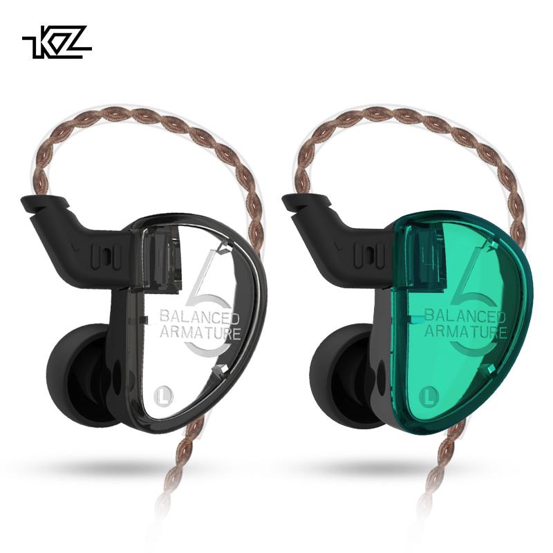 หูฟังหูฟัง KZ AS06 In Ear Earphones 3BA Balanced Armature Driver HIFI Bass Earbuds PK AS10