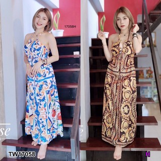 PP17058 แม็กซี่เดรสคล้องคอพิมลาย