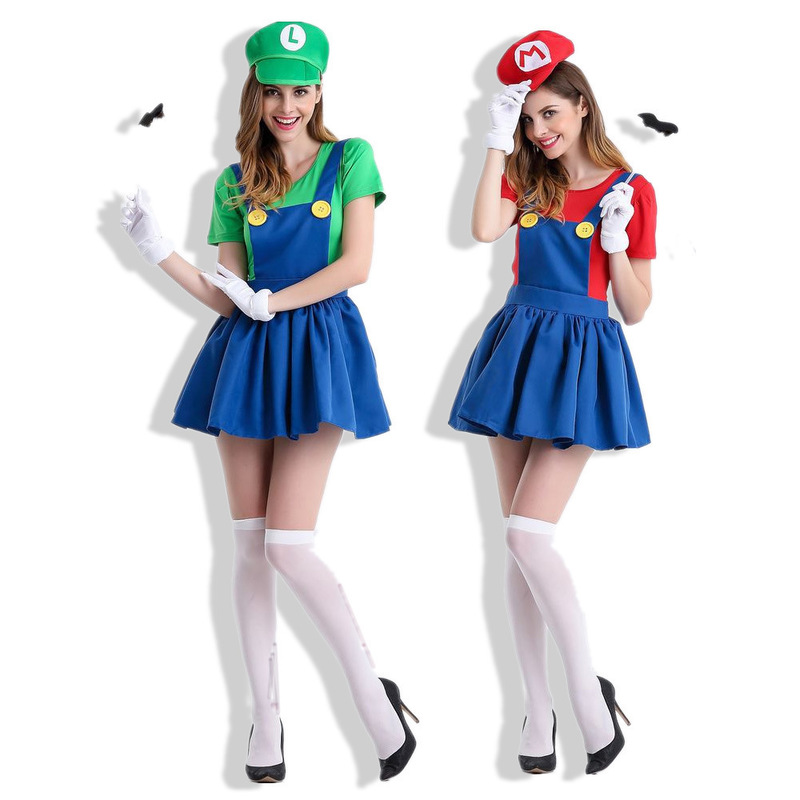 ชุดคริสต์มาสใหม่ luxury new year christmas dress christmas cosplay costumes  for women mario cartoon anime dress adult fancy suit cosplay super mario