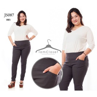 มีตลอดคะ J5087 **พร้อมส่ง** Size 34, 36, 38, 40, 42, 44, 46, 48 กางเกงขายาวสกินนี่สีเทาสาวอวบอ้วน ไซส์ใหญ่