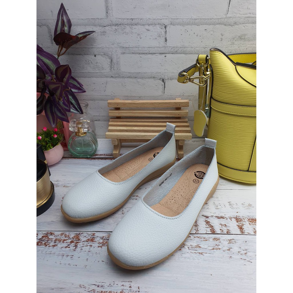 SZ92-651รองเท้าหนังแท้ผู้หญิงหัวมนพื้นยางไซส์36-41