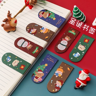 1pc Creative Christmas Magnetic Bookmark Student Cartoon Magnet Book Page Clip Christmas Gift DIY Mini Bookmark