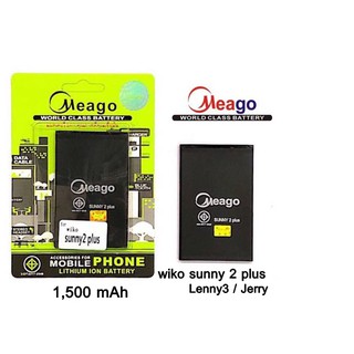 Meago แบตเตอรี่  Wiko Sunny 2 plus,Lenny3,Jerry  ความจุ 1500 mAh สินค้ามาตรฐาน มอก. รับประกัน 3 เดือน ของแท้ 100%