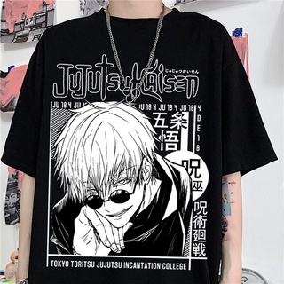 [COD] ทักซิน ผู้ชาย &amp;#39; s เสื้อยืด ผ้าฝ้าย พิมพ์ลายกราฟฟิค Jujutsu Kaisen Gojo Satoru Y2k สไตล์ญี่ปุ่น โอเวอร์ไ