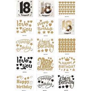 สติ๊กเกอร์ลูกโป่งใส Diy ลายบอลลูน Happy Birthday สําหรับติดตกแต่งเค้กวันเกิด (5-12นิ้ว)