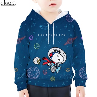 CLOOCL เสื้อกันหนาว มีฮู้ด พิมพ์ลายการ์ตูน Snoopy ใส่สบาย แฟชั่นสําหรับเด็ก