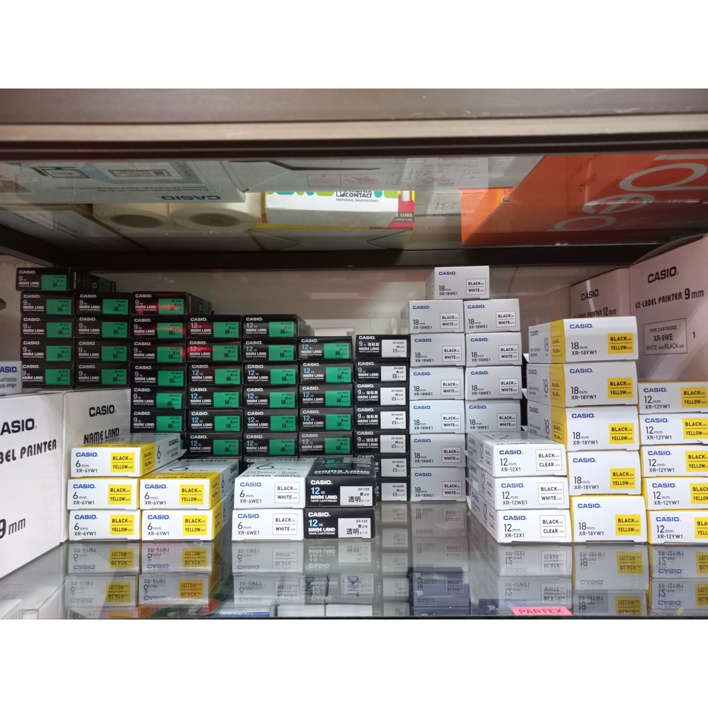 เทป  TAPE เทียบเท่า คาสิโอ CASIO 9 12 18 24mm. XR-9WE XR-12WE XR-9YW XR-12 XR-24 XR-12X XR9WE XR12WE