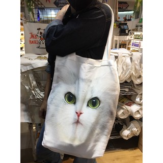 ถุงผ้าดิบลายหน้าแมวเหมีนว