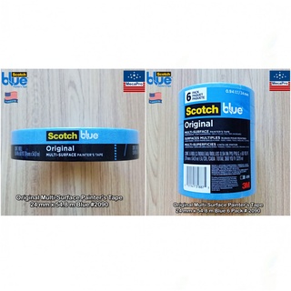 3M Scotch Blue® Original Multi-Surface Painters Tape 24 mm X 54.8 m Blue #2090 สก๊อตเทป ขนาด 24 mm x 54.8 m สีน้ำเงิน