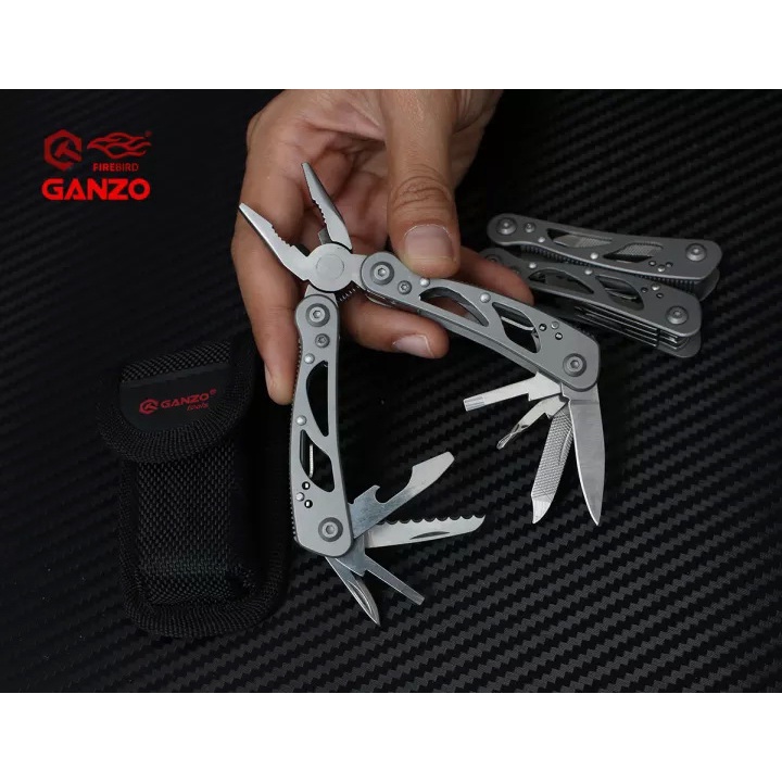 คีม เครื่องมือเอนกประสงค์ (Multi-tool) Ganzo G104-S ของแท้ เหล็ก 440C, 11 in 1 มีดพับ EDC พร้อมเคสไนล่อน