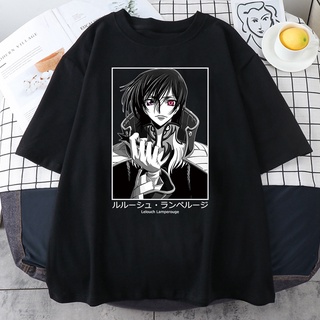 เสื้อยืดผ้าฝ้ายพิมพ์ลายขายดี 2022 เสื้อยืดแขนสั้นลายการ์ตูนอนิเมะ Cool Code Geass Manga Lelouch สําหรับผู้ชาย