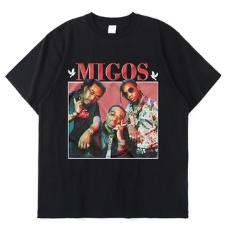 เสื้อยืดพิมพ์ลายแฟชั่น เสื้อยืดแขนสั้น พิมพ์ลายกราฟฟิค Migos Rap Band สไตล์โกธิค แฟชั่นฤดูร้อน สําหรับผู้ชาย และผู้หญิง