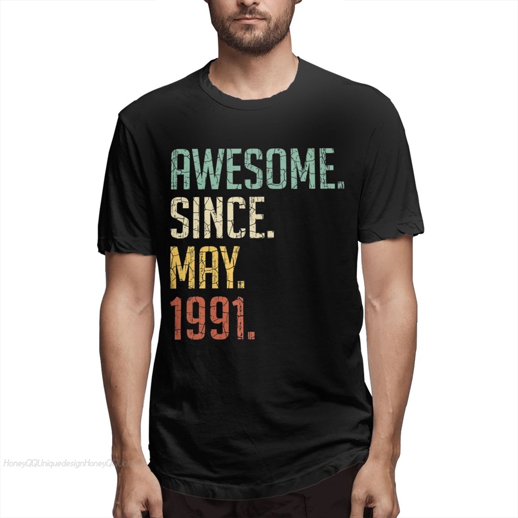เสื้อยืดสีขาวAwesome Since May 1991 เสื้อยืด ผ้าฝ้าย พิมพ์ลาย 39th Birthday May 1991 Hombre 3 สไตล์ว