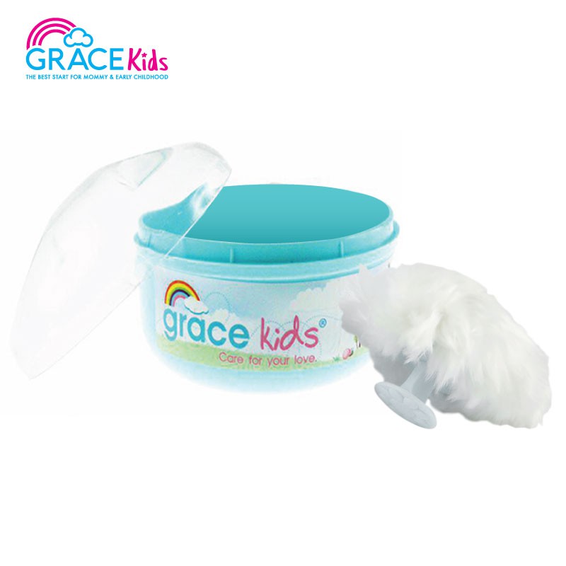 Grace Kids ตลับแป้งเด็ก พร้อมพัฟนุ่ม | กระปุกแป้งฝุ่นเด็ก พกพาง่าย | สีฟ้า / สีชมพู - รูปที่ 3