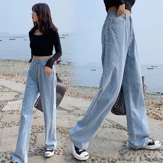 💥YH#8528💥มีไซซ์ S-3XL💥กางเกงยีนส์ เอวสูง สไตล์เกาหลี แนววินเทจ เท้ากว้าง กางเกงยีนส์ขายาว สวยๆเก๋ๆ