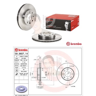 09 9607 14 จานเบรค ล้อ F (ยี่ห้อ BREMBO) รุ่น Std OPEL Corsa B 1.4 ปี1993-&gt;