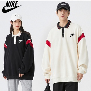 Nike ของแท้ 100% เสื้อกันหนาวลําลอง คอปก ผ้าฝ้าย เข้ากับทุกการแต่งกาย สําหรับผู้ชาย และผู้หญิง