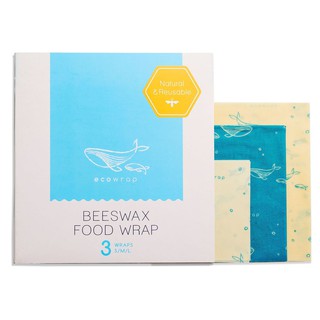 ecowrap  ผ้าเคลือบขี้ผึ้งถนอมอาหาร  ใช้ช้ำได้   3 ผืน  เป็นมิตรต่อสิ่งแวดล้อม ใช้แทนแร็ปพลาสติก