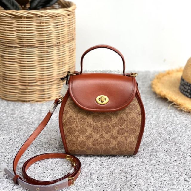 Coach Turnlock Curved Top Handle Crossbody In Signature Canvas Shopee Thailand