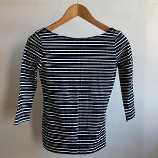 เสื้อยืด แขนสั้นสามส่วน Zara 3/4 Sleeve Striped Top