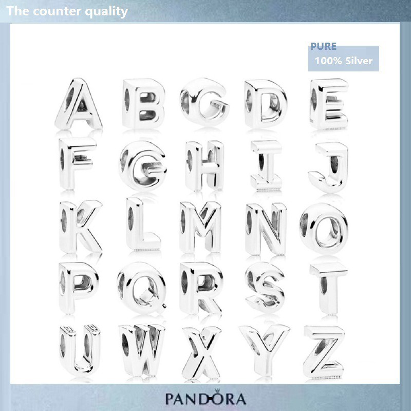Pandora ของแท้ จี้ตัวอักษรภาษาอังกฤษ 26 ตัว อุปกรณ์เสริม สําหรับทําเครื่องประดับ Diy p326