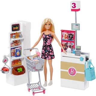 Barbie® Supermarket Set ตุ๊กตา บาร์บี้ ซุปเปอร์มาร์เก็ต (ของเล่นเด็ก, ตุ๊กตา) FRP01