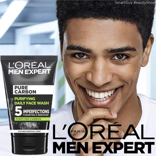 LOREAL MEN EXPERT PURE CHARCOAL PURIFYING DAILY FACE WASH 100ML ผลิตภัณฑ์ทำความสะอาดผิวหน้าผู้ชายสูตรชาโคลสินค้านำเข้า