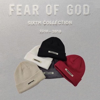 FOG Fear of God Essentials Logo หมวกไหมพรม สีดำ