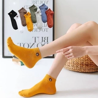 🧦ถุงเท้าBaby life [ยกแพ็ค]🧦ถุงเท้าลายหมีข้อสั้น แพ็ค 10 คู่ 10 สี ลายการ์ตูนน่ารักใส่ได้ทั้งชายหญิง น่ารัก