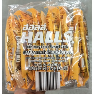 ฮอลล์ ลูกอมน้ำผึ้งผสมกลิ่นเลมอน จำนวน 10เม็ด (28กรัม) ยกแพ็ค 12ซอง HALLS HONEY LEMON CANDY