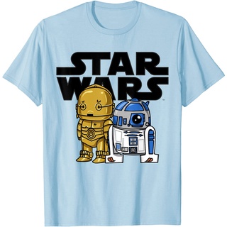 เสื้อยืด พิมพ์ลายการ์ตูนกราฟฟิค Star Wars Boba R2-D2 and C-3PO น่ารัก